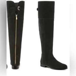 Charles By Charles David Black Over the Knee Boots with Gold Zipper